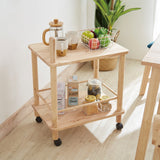 キャスター付き可愛いハンドルの木製ワゴン