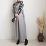 前ファスナー フリル プルオーバーワンピース デニムジャンパースカート